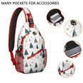 thumbnail image 2 of Sling Backpack,Blue and Gold Christmas Tree Pattern Sling Bag with Water Bottle Holder,Waterproof Sling Bag for Men/Women with Headphone Jack for Hiking,Travel, 2 of 6