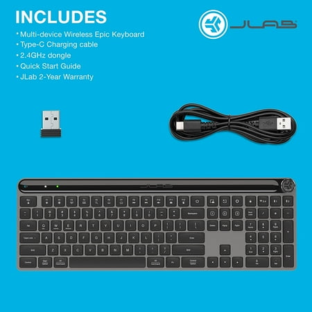 JLab - Epic Wireless Scissor Keyboard - Black
