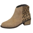 thumbnail image 2 of Women's Fashion Round-Toe Leopard Print Chunky Heel Large Size Fashion Boots Camel, 2 of 6
