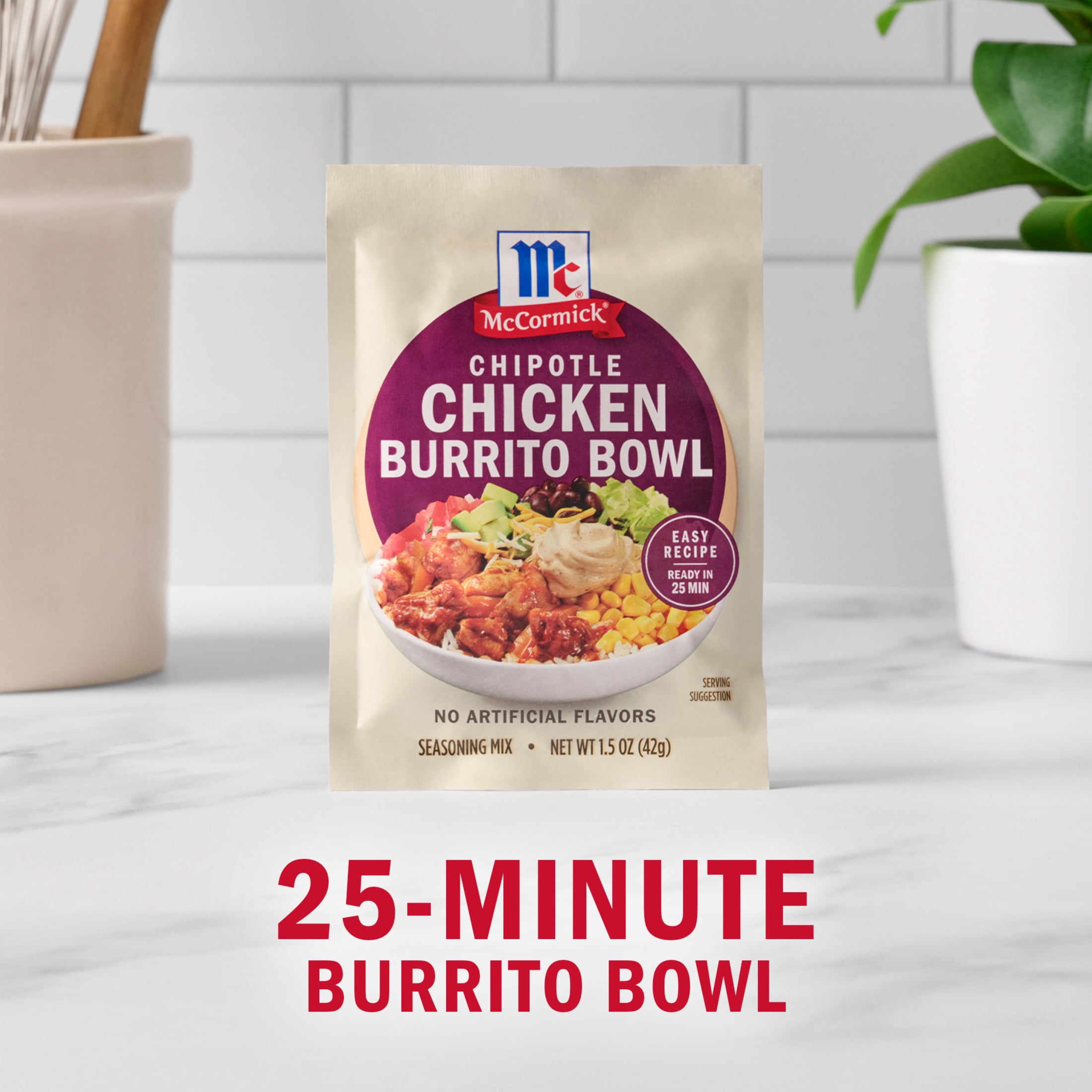 (6 pack) McCormick Chipotle Chicken Burrito Bowl Seasoning Mix, 1.5 oz Packet