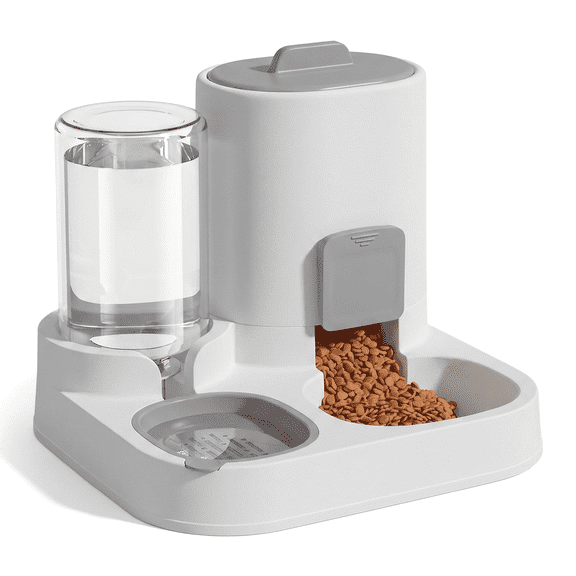 2-in-1 Automatic Cat Feeder and Water Dispenser - Gravity Pet Food Station for Small Dogs and Cats, 1600ml Food and 800ml Water