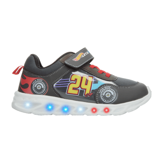 Tenis Hot Wheels Niño Gris Led Carros Infantil T18-21 gris 18.5