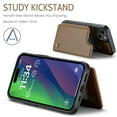 thumbnail image 6 of for iPhone 15 Plus Premium PU Leather Back Case, Multiple Card Slots Design, Double Magnetic Clasp Study Kickstand RFID Blocking Classic Phone Cover for iPhone 15 Plus, Brown, 6 of 9