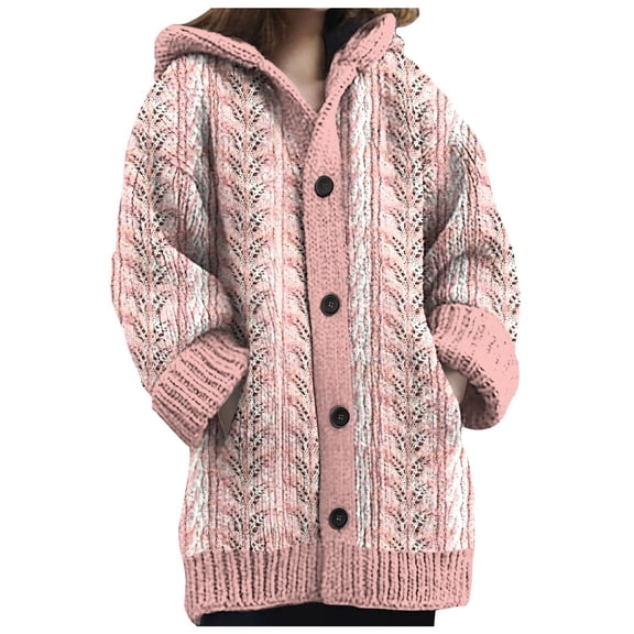 Cute Cardigans Women Cozy Knitted Hooded With Pockets Casual Style Sweater Jacket Lightweight Outwear Coats