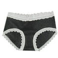 thumbnail image 2 of HongQid Womens Cotton Hipster Underwear Lace Panties Middle Rise Briefs Soft & Breathable Ladies Full Coverage Undies Black L, 2 of 3