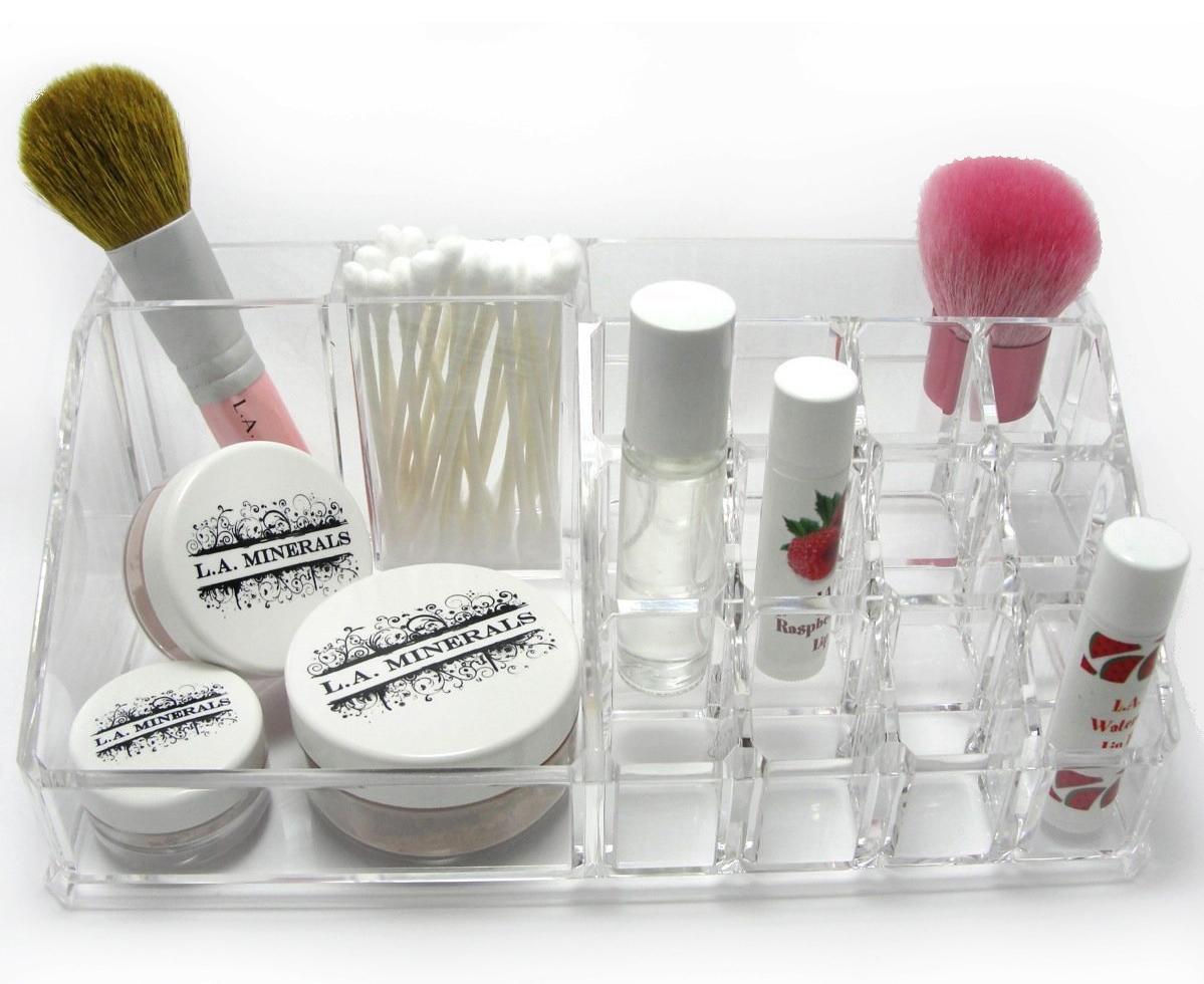 Clear Acrylic 16 Compartment Lipstick Brush Cosmetic Makeup Holder