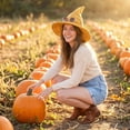 thumbnail image 2 of Voska Witch Hat, Halloween Wizard Hat for Cosplay Party, Costume Accessory for Adults Orange One Size, 2 of 6