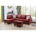 thumbnail image 4 of Starhome L Shaped Red Couch with Storage Ottoman(Pillows Included) Microfiber, 4 of 5