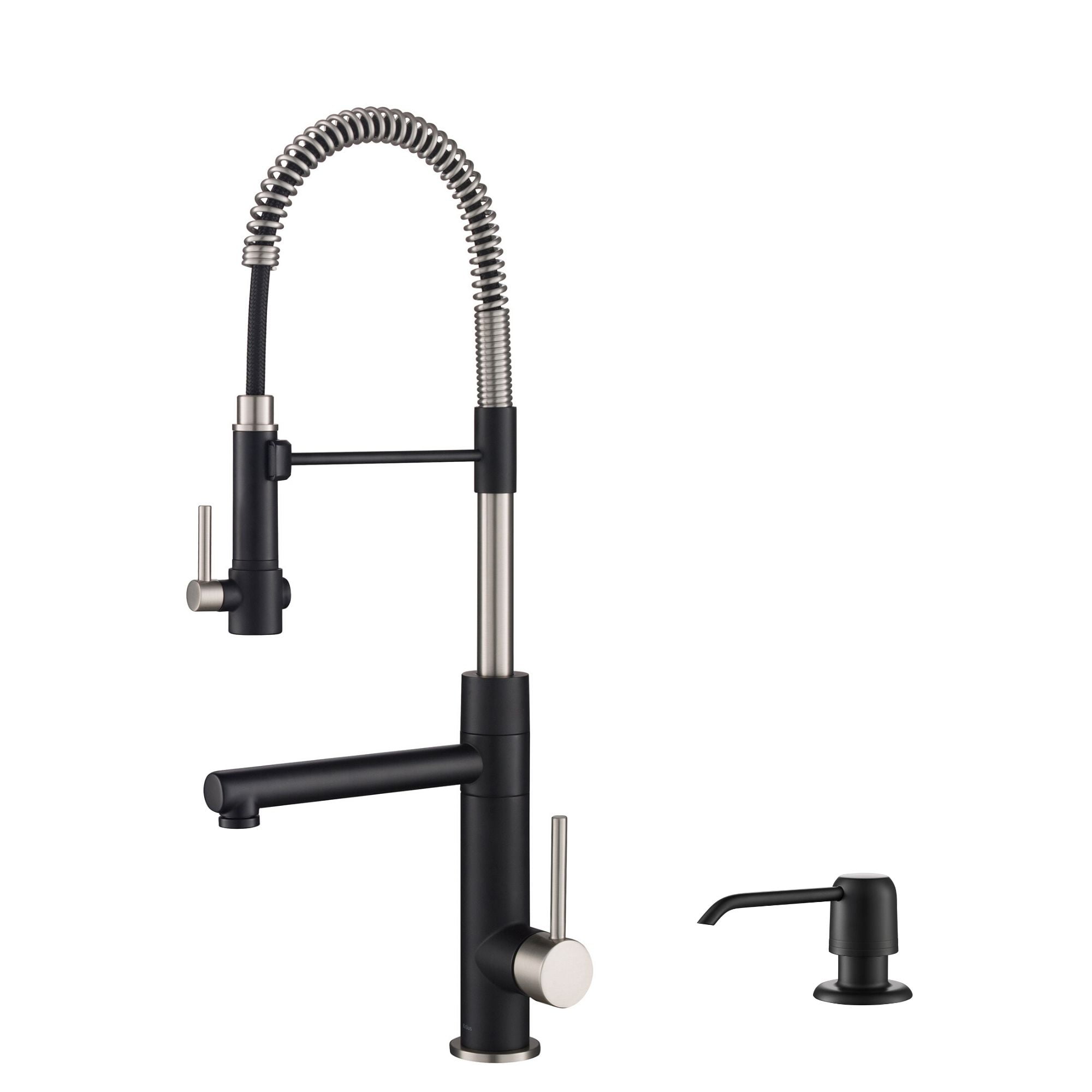 KRAUS Artec Pro Spot Free Finish Commercial Style Kitchen Faucet with Black Stainless Steel Kitchen Faucet With Soap Dispenser