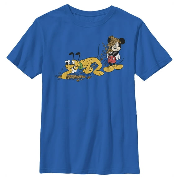 Boy's Mickey & Friends Mickey and Goofy Dig  Graphic Tee Royal Blue Large