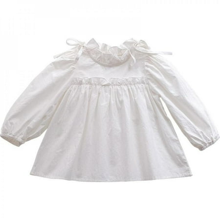 

GIrl Blouse Casual Spring Autumn CottonSolid fold Princess Shirt Korean uff sleeve Long Sleeve Top Party photograph Clothing