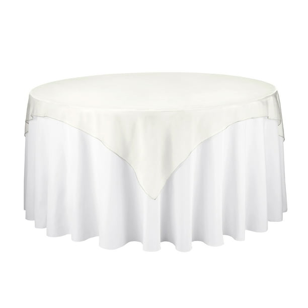 Linen Tablecloth 72-Inch Square Organza Overlay Ivory - Walmart.com ...