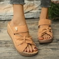 thumbnail image 6 of CQONEPT Summer Strappy Flat Sandals,Women's Gladiator Sandal Flat Strap Sandals Low Wedge Sandals Ankle Buckle Flat Fisherman Thong Cross Strappy Sandals Brown Size 9, 6 of 9