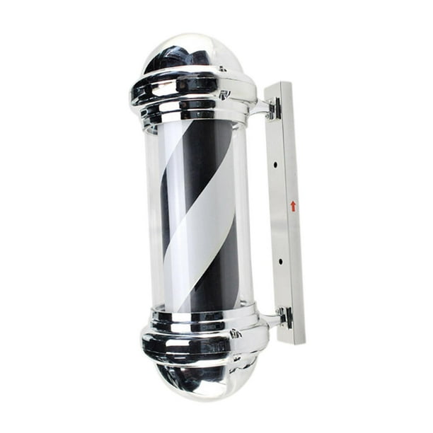 Poste de luz para barbería, luz de señalización para peluquería, resistente, impermeable, luz de letrero abierto para salón, luz giratoria para salón Blanco negro