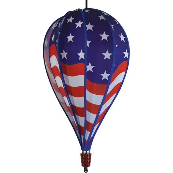 In the Breeze 0990 — USA Flag 10-Panel Hot Air Balloon Wind Spinner — Colorful Patriotic Outdoor Decor