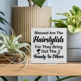 thumbnail image 3 of Zomyto 7"x7" Hairstylist Gifts, Hair Salon Decor Blessed Are the Hairstylists for the Bring out the Beauty in Others Wooden Sign Barbershop Decor Rustic Hairdresser Wood Block Signs for Desk Shelf, 3 of 5