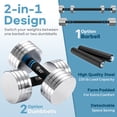 thumbnail image 4 of ARVIVO 2pcs V2.0 Upgraded Adjustable Steel Dumbbells 2-in-1 Dumbbell Barbell Set for Home GYM Workout 20lbs Silver, 4 of 7