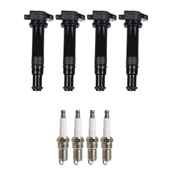 Set of 4 ISA Ignition Coils and 4 Spark Plugs for 2006-2011 Hyundai Accent & Kia Rio Rio5 1.6L Replacement for UF499