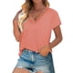 thumbnail image 2 of Mujeres moda Casual Color sólido cuello en V encaje costura manga corta camiseta Top blusa pulóver Pompotops hkajfhjk464078, 2 of 8