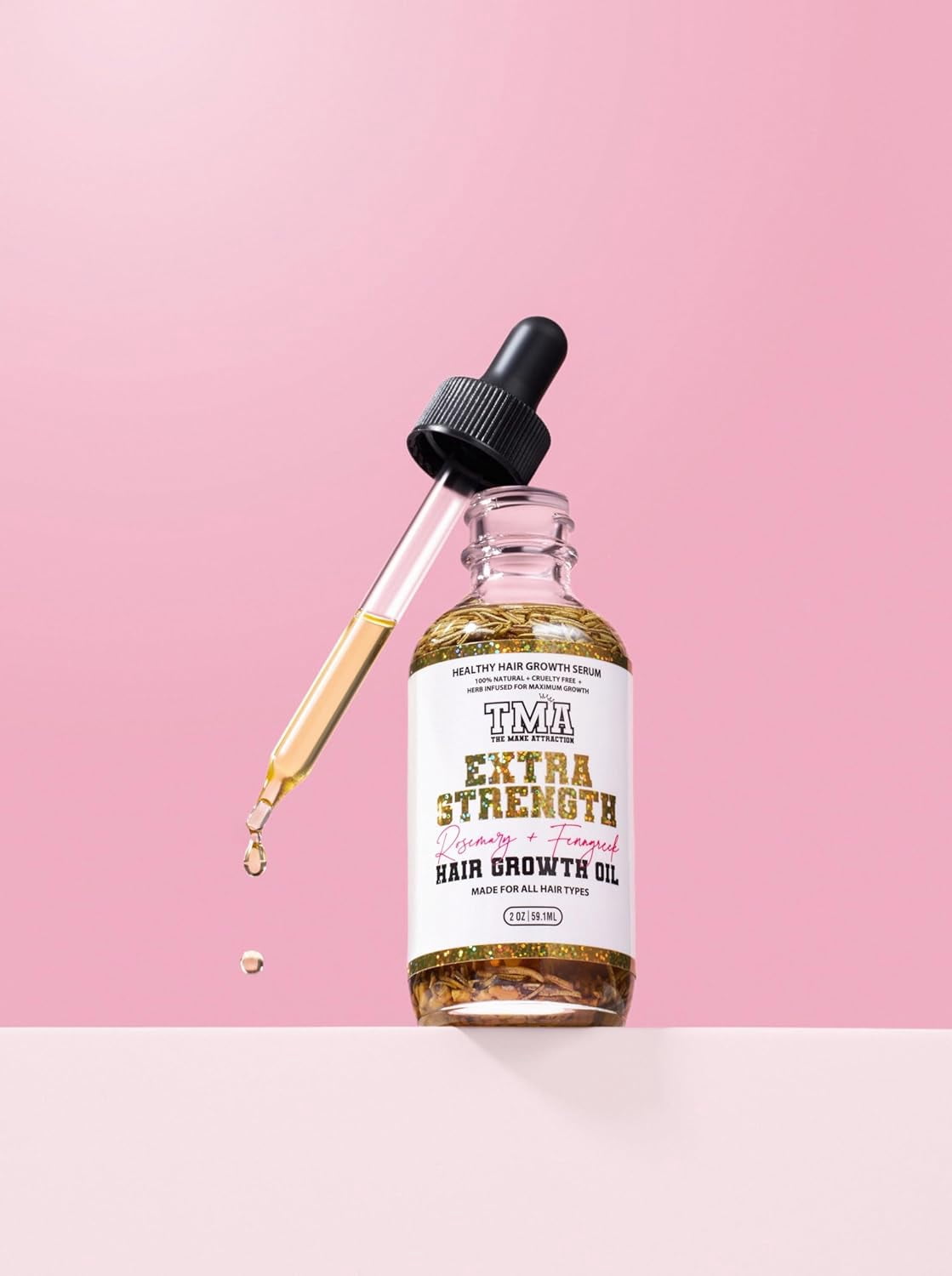 The Mane Attraction Extra Strength Rosemary + Fenugreek Herbal Hair Growth Oil | Infused With Castor Oil for ALL Hair Types Mini, 2oz