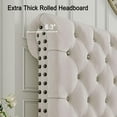 thumbnail image 5 of PLAUIN King Bed Frame with Sleigh and Button Tufted Headboard,Velvet Upholstered,Gream, 5 of 8