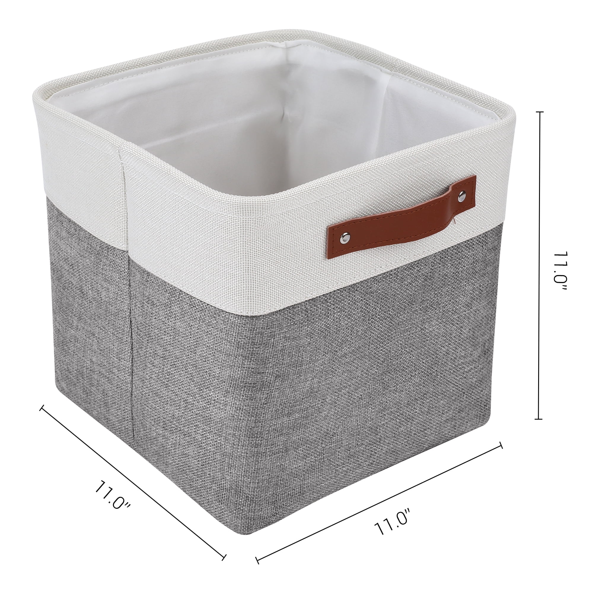 Unique Bargains Storage Cube Fabric Bin with Handles Gray 11*11*11in