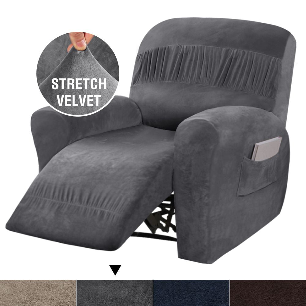 H.VERSAILTEX 3 Pieces Velvet Recliner Sofa Slipcover Stretch Pleated Reclining Chair Covers 1
