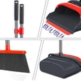 thumbnail image 3 of Upgrade Broom and Dustpan Set, TAIMASI Broom with Dustpan Combo with 52" Long Adjustable Handle, Ideal for Indoor Outdoor Garage Kitchen Room Office Lobby Use (Black&Red), 3 of 7