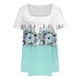 thumbnail image 4 of Fiudx Liquidación de Ahorros de Verano Top Holgado de Manga Corta Plisado con Cuello Extragrande Estampado para Mujer L-5Xl, 4 of 4