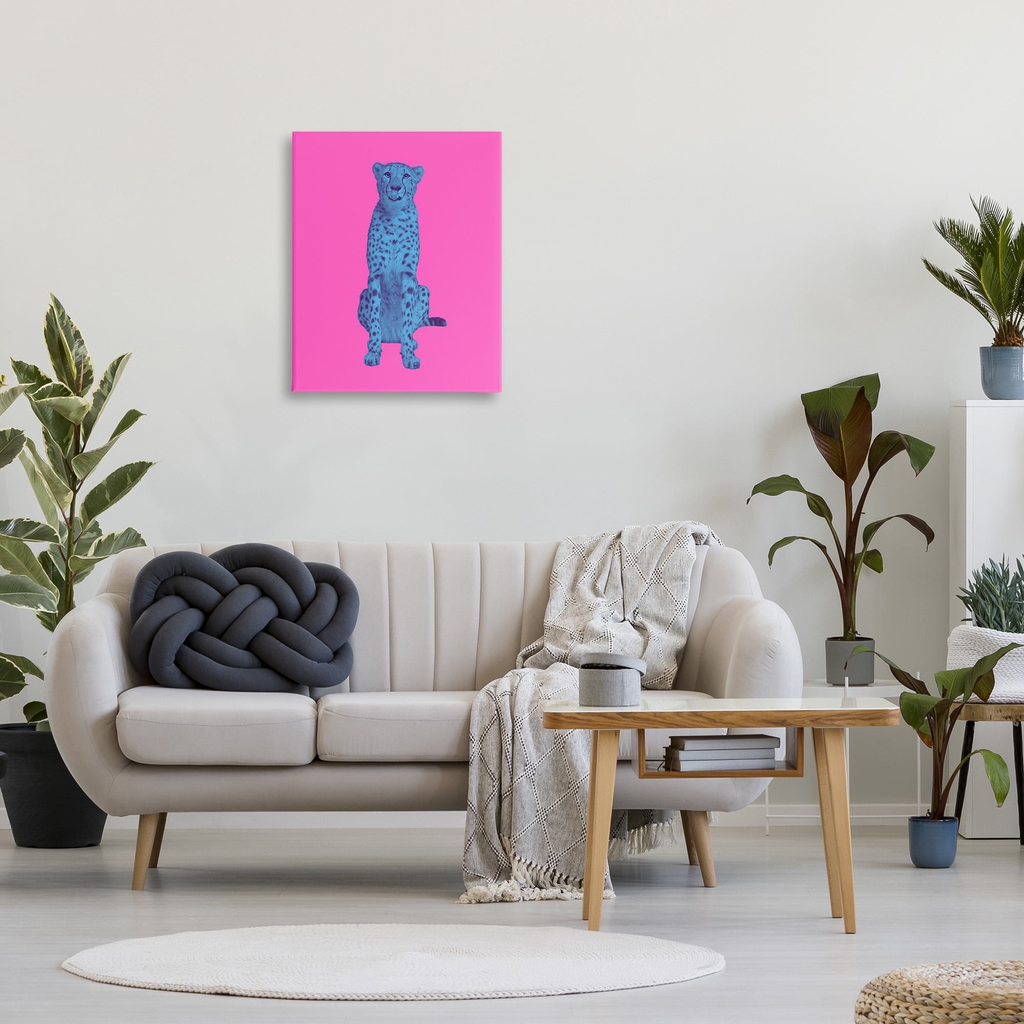 Stupell Industries Leopard on Vivid Pink Animals & Insects Painting Gallery Wrapped Canvas Art Print Wall Art, 24 x 30