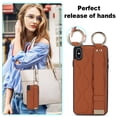 thumbnail image 6 of Allytechgroup 2024 New Trendy Back Case Cover for Apple iPhone X/ iPhone XS, Premium PU Leather Luxury Design with Ring Holder Stand Bracket Bumper Shockproof Phone Case for Girls Women, Brown, 6 of 8