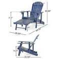 thumbnail image 3 of Folding Adirondack Chairs, Oversized All-Weather Outdoor Chairs with Reclining Backrest, Lawn Lounge Chair with Wide Arms Garden Porch Patio Deck Backyard, Dark Blue, 3 of 8