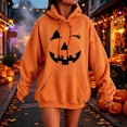 thumbnail image 2 of Women's Hoodie Pumpkin Graphic Print Oversized Long Sleeve Sweatshirts Pullover Top Casual Hooded Drawstring Halloween Streetwear, 2 of 5