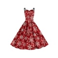 thumbnail image 4 of KelaJuan Women Christmas Dress Snowflake Print Double Spaghetti Strap Sleeveless A-line Dress Big Swing Holiday Cami Dress, 4 of 6