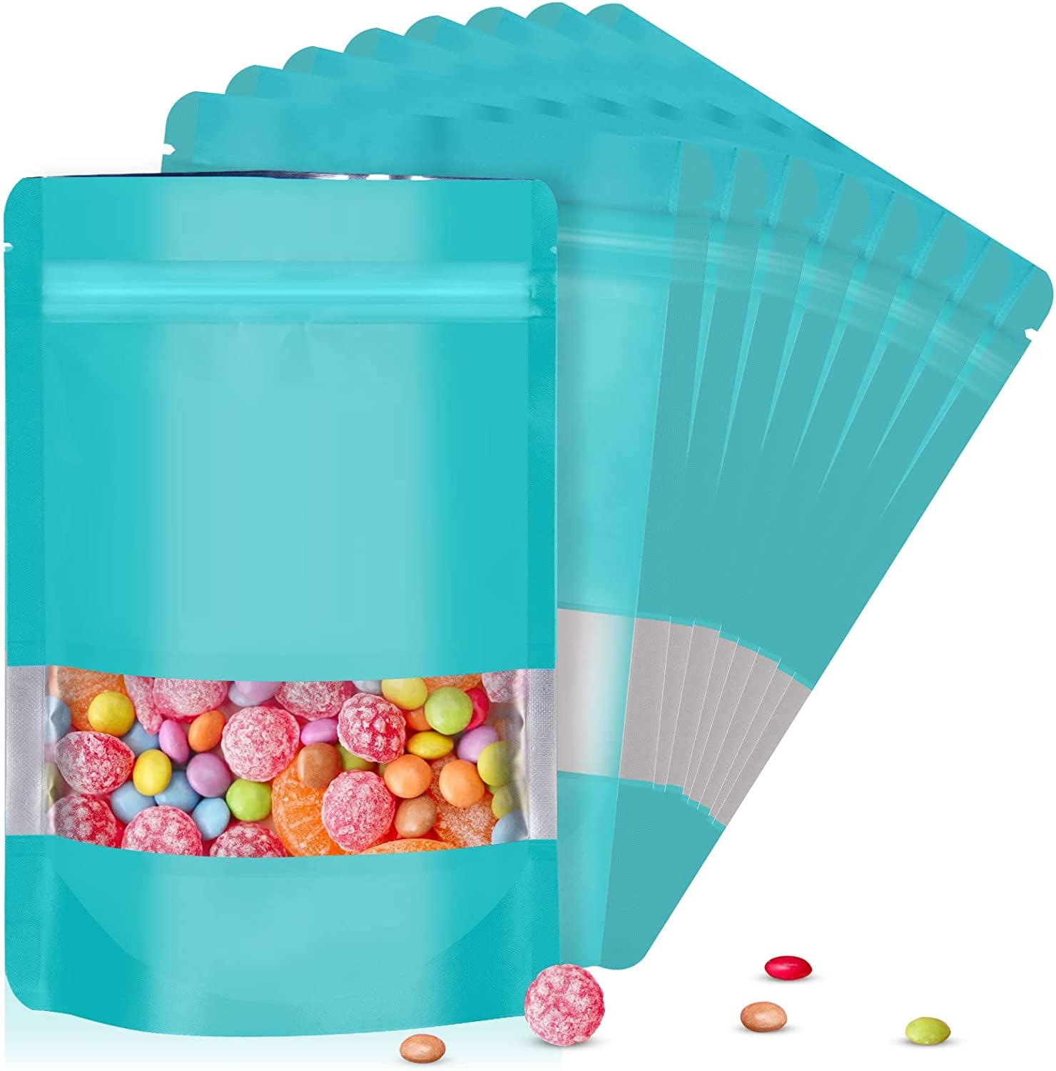 IMMEKEY 100 Pcs Mylar Proof Bags for Food Storage, Standup Resealable