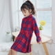 thumbnail image 3 of Vestido Para Niñas, Ropa Para Niñas, Falda A Cuadros De Manga Larga Versátil, Camisa De Cintura Para Niños, Vestido Informal Azul Marino Odeerbi LM103-5390, 3 of 8