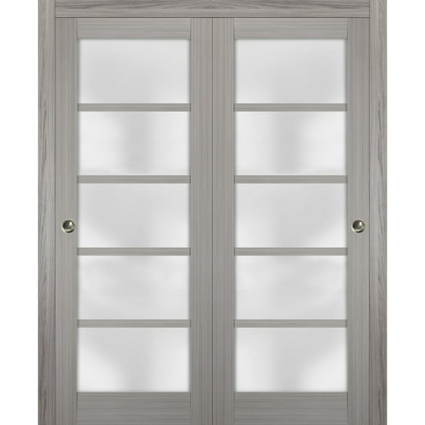 Sliding Closet Frosted Glass Bypass Doors 84 x 84 inches Quadro 4002