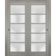 Sliding Closet Frosted Glass Bypass Doors | Quadro 4002 Grey Ash | Sample of Door Color