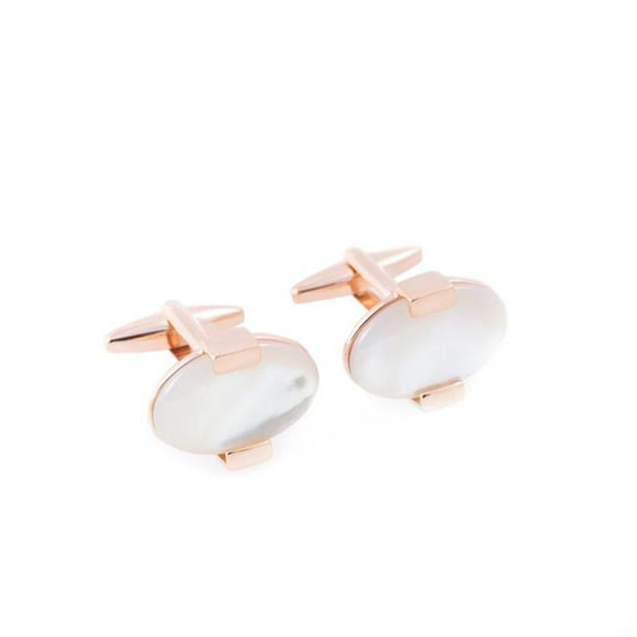 International  Rose Gold &amp; Mother of Pearl Oval Cufflinks