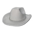 thumbnail image 2 of Sparkly Glitter Cowboy Hat Headwear for Women Men Fashion Cap Bling Wide Brim Western Hat for Nightclub Beach Summer Fancy Dress Costume White, 2 of 8