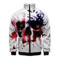 thumbnail image 2 of Chaqueta con cremallera y estrellas americanas con estampado 3D de la bandera de EE. UU. para hombre, chaqueta hawaiana informal de manga larga con patrón de rayas de colores, abrigo de calle, 2 of 4