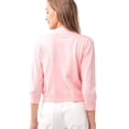 thumbnail image 3 of URBAN DAIZY Women's Classic 3/4 Sleeve Crop Bolero Cardigan Open Front Cropped Shrugs Knit Sweater A09_620 Baby Pink 2XL, 3 of 7