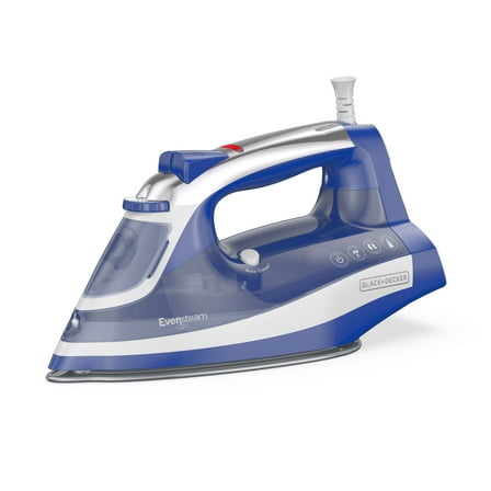 BLACK DECKER One Step Steam Iron for Clothes, 1200W, EvenSteam Stainless Steel Soleplate, Smart Steam Control, Auto Clean, Auto Shut-off, Blue