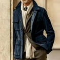 thumbnail image 2 of Dagegui Mens Faux Suede Leather Jackets Single Breasted Lapel Neck Outerwear Vintage Coat Winter Jacket with Pockets Dark Blue L, 2 of 6