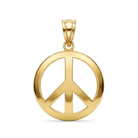 Charm America - Gold Peace Sign Charm - 10 Karat Solid Gold
