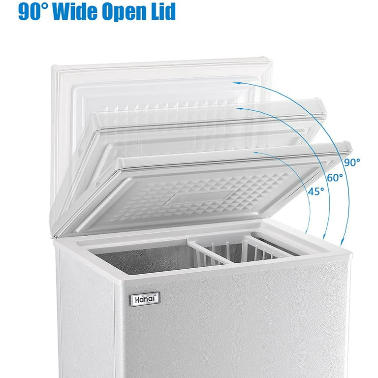 Wanai Chest Freezer Small Deep Freezer 35 CuFt Mini Freezer White Free-Standing Top Door Freezer Adjustable 7 Thermostat and Removable Basket Open Dee