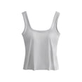 thumbnail image 4 of ChoXxx Women's Built In Bra Tank for Workout Dressy Slim Fit Ribbed Padded Camisole Grey L, 4 of 5