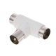 thumbnail image 1 of 2 Way Tv T Splitter Aerial Coaxial Cable Male To 2x Female Connectors Adapter, 1 of 5