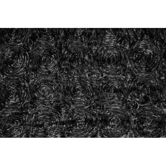 BLACK Rosette Satin Fabric 50 inches wide by the yard