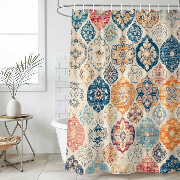 Boho Morocco Waterproof Fabric Shower Curtain,Retro Farmhouse Ethnic Neutral Aesthetic Waterproof Fabric Shower Curtain for Bathroom Curtains Bathtubs Shower Curtains with 12 Hooks Small 36x78in